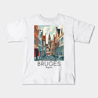 A Vintage Travel Illustration of Bruges - Belgium Kids T-Shirt